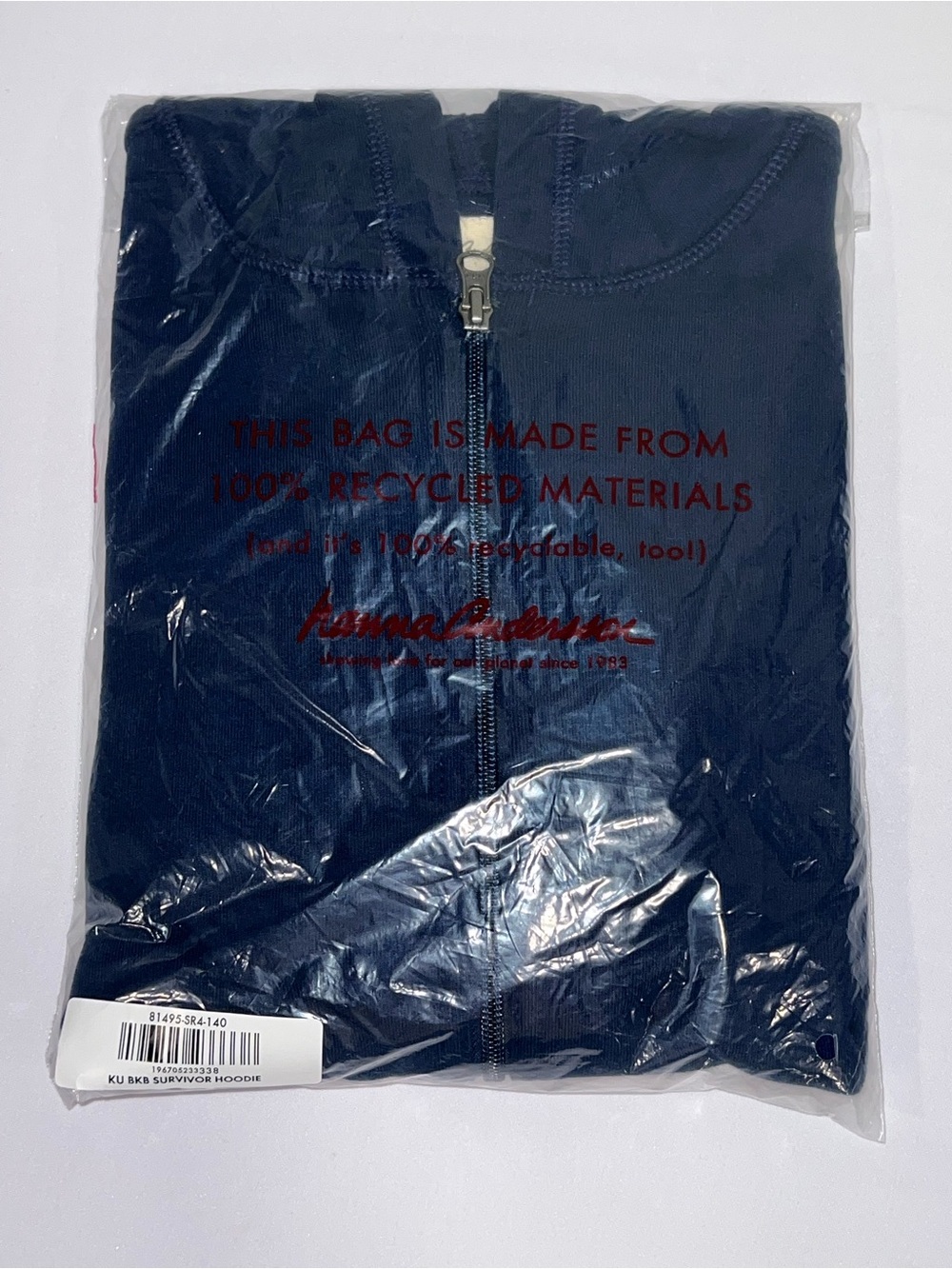 New In Bag Hanna Andersson Navy French Terry Survivor Full-Zip Hoodie